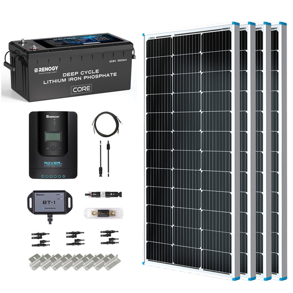 Renogy 400W 12V Solar Premium Kit W/ 12V 300Ah Core Series Lithium Battery