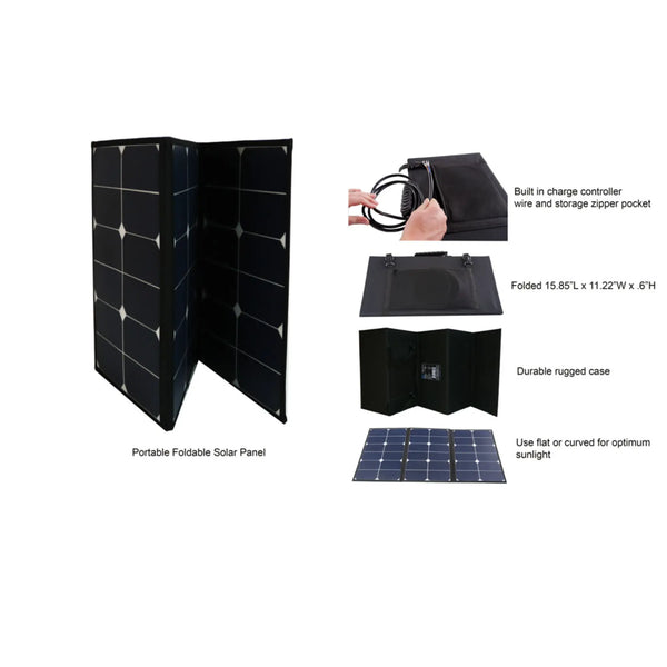 AIMS Power 60 Watt Portable Foldable Solar Panel Pre-wired and Built-in Carrying Case Monocrystalline