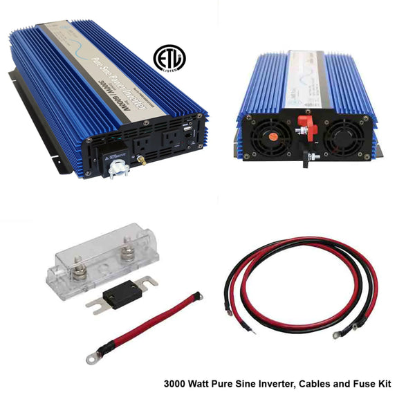 AIMS Power 3000 Watt Pure Sine Inverter Kit