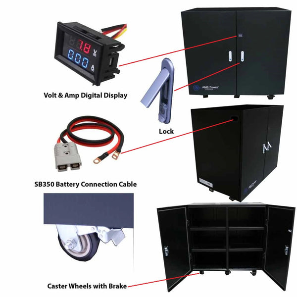 AIMS Power Battery Cabinet – Industrial Grade – Fits up to 12 Batteries